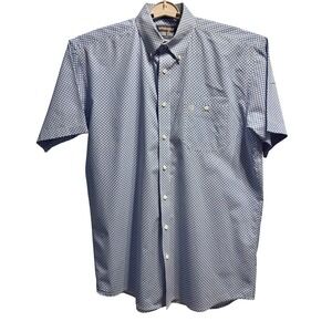 Wrangler George Strait Shirt Mens XLT Blue White Diamond Short Sleeve Excellent